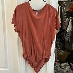 NWOT Free People Red Bodysuit Tee Size Large
